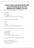 Google Analytics Individual Qualification  Exam UPDATED ACTUAL Exam  Questions and CORRECT Answers