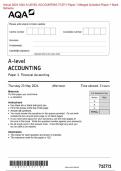 Actual 2024 AQA A-LEVEL ACCOUNTING Paper 1  & Paper 2 Merged Question Paper + Mark Scheme