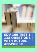 SDV 100 TEST 1 | 138 QUESTIONS | WITH ACTUAL ANSWERS!!