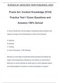 Praxis Art: Content Knowledge (5134) Practice Test 1 Exam Questions and Answers 100% Solved