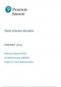 Pearson Edexcel AS MATHEMATICS Paper 1 (Pure Statistics) June 2024 Final Mark Scheme/ 8ma0-01