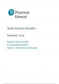 Pearson Edexcel AS GEOGRAPHY Paper 1 (Dynamic Landscapes) June 2024 Final Mark scheme/ 8ge0-01