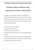 Salesforce Admin Certificate Exam Questions and Answers 100% Solved