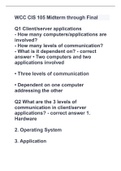 WCC CIS 105 Midterm through Final with 100% complete solutions