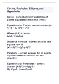 Circles, Parabolas, Ellipses, and Hyperbolas with complete solutions |graded A+