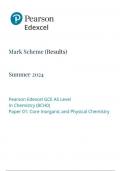 Pearson Edexcel AS CHEMISTRY Paper 1 June 2024 Final Mark Scheme/ 8ch0-01( Core Inorganic and physical Chemistry)