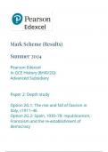 Pearson Edexcel AS HISTORY Paper 2G June 2024 Final Mark Scheme/ 8hi0-2G