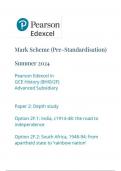 Pearson Edexcel AS HISTORY Paper 2F June 2024 Final Mark Scheme/ 8hi0-2F