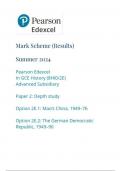 Pearson Edexcel AS HISTORY Paper 2E June 2024 Final Mark Scheme/ 8hi0-2E