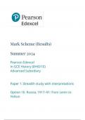 Pearson Edexcel AS HISTORY Paper 1E June 2024 Final Mark Scheme/ 8hi0-1e