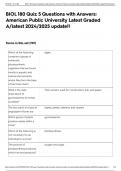 BIOL 180 Quiz 5 Questions with Answers: American Public University Latest Graded A/latest 2024/2025 update!!