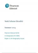 Pearson Edexcel GCSE In Geography B (1GB0) Paper 2: UK Geography Issues mark scheme june 2024 1gbo/02