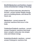 Bio256 Metabolism and Nutrition chapter review (Chamberlain College of Nursing) with 100% complete solutions