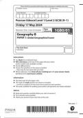 Pearson Edexcel Level 1/Level 2 GCSE  Geography B PAPER 1: Global Geographical Issues question paper 2024 june 1gbo/01