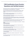 TIPS Certification Exam Practice Questions and Verified Answers | Latest 2023/2024 solutions