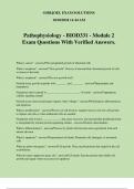 Pathophysiology - BIOD331 - Module 2 Exam Questions With Verified Answers.