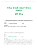 WGU Biochemistry Final Review  250 Q/A 