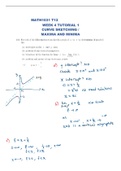  MATH1031 T12     WEEK 4 TUTORIAL 1 CURVE SKETCHING / MAXIMA AND MINIMA