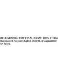 JB LEARNING: EMT FINAL EXAM: 100% Verified Questions & Answers Latest 2022/2023 Guaranteed A+ Score.