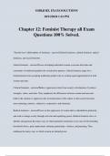 Chapter 12: Feminist Therapy all Exam Questions 100% Solved.