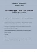 Certified Lactation Course Exam Questions And Correct Answers