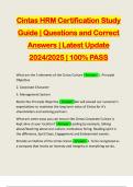 Cintas HRM Certification Study Guide | Questions and Correct Answers | Latest Update 2024/2025 | 100% PASS