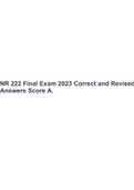 NR 222 Final Exam 2023 Correct and Revised Answers Score A, NR 222 Final Exam Test Bank (NEW) 2023 Full Revised Correct Answers, NR 222 Health And Wellness Exam 1 | Test Preparation | Newest 2022 (Detail and complete solution with resources) & NR 222 Heal