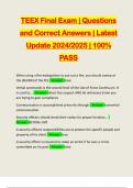 TEEX Final Exam | Questions and Correct Answers | Latest Update 2024/2025 | 100% PASS