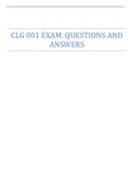 CLG 001 EXAM. QUESTIONS AND ANSWERS