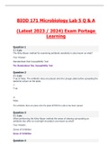 BIOD 171 Microbiology Lab 5 Exam Portage Learning Complete Questions and Answers | Latest 2023 / 2024