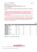 BIO202L Lab 17 | Nutrition with complete solutions