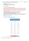 BIO201L Lab 4 Diffusion and Osmosis questions and answers