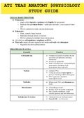 ATI TEAS ANATOMY & PHYSIOLOGY STUDY GUIDE CELLS & BASIC STRUCTURE ● Prokaryotes ○ single-celled (bacteria or archaea) with flagella (for movement) ○ Replicate through binary fission → split apart and make 2 exact copies of same cell ○ DNA is contained in 