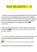 HAP QUIZZES 1 - 9 Questions and Answers 2023 (Verified Answers)HAP QUIZZES 1 - 9 Questions and Answers 2023 (Verified Answers)