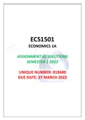 ECS1501 ASSIGNMENT 02 SOLUTIONS, SEMESTER 1, 2023