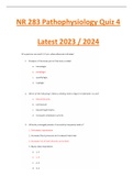 NR 283 ( Latest 2023 / 2024 ) Pathophysiology Quiz 4 GRADED A+ Questions and Answers (Actual Exam)