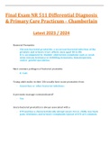 Final Exam NR 511 ( Latest 2023 / 2024 ) Differential Diagnosis & Primary Care Practicum - Chamberlain GRADED A+ Questions and Answers (Actual Exam)