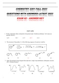 CHEMISTRY 2201 FALL 2023 QUESTIONS WITH ANSWERS LATEST 2023