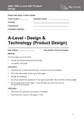  Please write clearly, in block capitals  Centre number		Candidate number	 	  Surname  Forenames(s)  Candidate’s signature    A-Level - Design & Technology (Product Design)