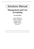 Management and Cost Accounting 7th Edition By Alnoor Bhimani, Charles Horngren, Srikant Datar, Madhav Rajan (Solutions Manual)