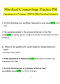 Maryland Cosmetology Practice PSI Questions and Answers (2022/2023) (Verified Answers)