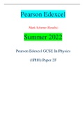 Pearson Edexcel Mark Scheme (Results) Summer 2022 Pearson Edexcel GCSE In Physics (1PH0) Paper 2F