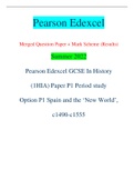 Pearson Edexcel Merged Question Paper + Mark Scheme (Results) Summer 2022 Pearson Edexcel GCSE In History (1HIA) Paper P1 Period study Option P1 Spain and the ‘New World’, c1490-c1555