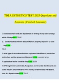 TDLR Esthetics Test 2023 Questions and Answers (Verified Answers)