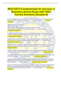 WGU D072 Fundamentals for Success in  Business (Actual Exam with 100%  Correct Answers) (Graded A)