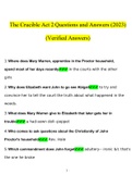 The Crucible Acts 1 - 4 Test & Study Guide STUDY BUNDLE PACK SOLUTION 2023 (Questions and Answers )(Verified Answers)