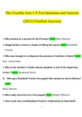 The Crucible Acts 1-4 Test Questions and Answers 2023 (Verified Answers)