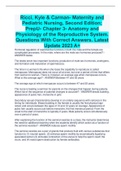 Ricci, Kyle & Carman- Maternity and  Pediatric Nursing, Second Edition;  PrepU- Chapter 3- Anatomy and  Physiology of the Reproductive System.  Questions With Correct Answers. Latest  Update 2023 A+