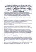 Ricci, Kyle & Carman- Maternity and  Pediatric Nursing, Second Edition- PrepU;  Chapter 11- Maternal Adaptation During  Pregnancy Questions And Answers 2023  Latest Update a+