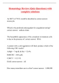 Hematology Review (Quiz Questions) with complete solutions